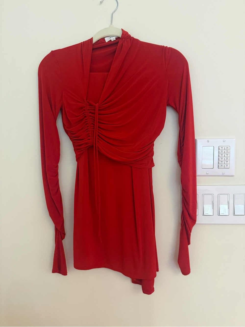 Red Ruched ALC Matching skirt and top